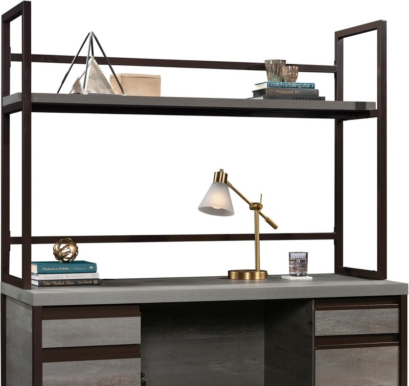 SAUDER Manhattan Gate Engineered Wood and Metal Computer Hutch in Mystic Oak - Image 3